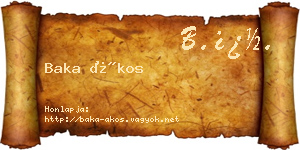Baka Ákos névjegykártya